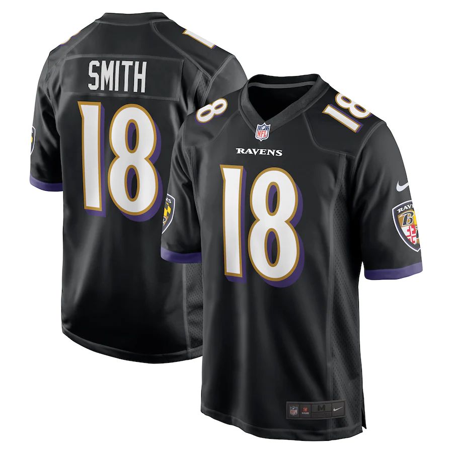 Men Baltimore Ravens #18 Roquan Smith Nike Black Alternate Game Player NFL Jersey